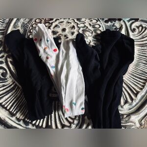 LOT of 3 Colorful Polka Dot and Black Tights Set 7-10